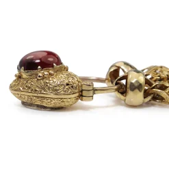 9ct Yellow Gold Antique Victorian Fancy Link Bracelet with Garnet