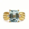14ct Yellow Gold Aquamarine and Diamond Vintage Ring