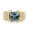 14ct Yellow Gold Aquamarine and Diamond Pavé Ring