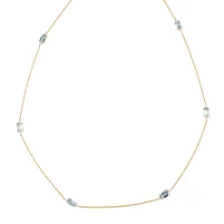18ct Yellow Gold Aquamarine and Diamond Necklace