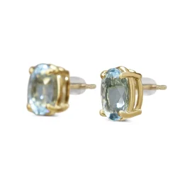 14ct Yellow Gold Aquamarine Stud Earrings