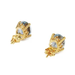 14ct Yellow Gold Aquamarine and Diamond Earrings
