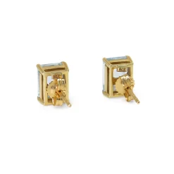 9ct Yellow Gold Aquamarine Stud Earrings