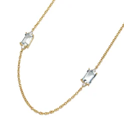 18ct Yellow Gold Aquamarine and Diamond Necklace