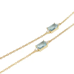 18ct Yellow Gold Aquamarine and Diamond Necklace