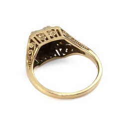 14ct Yellow Gold Art Deco Old Cut Diamond Solitaire Ring