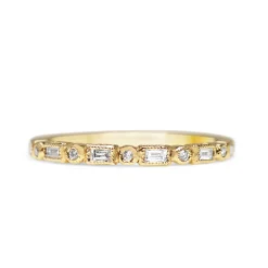 9ct Yellow Gold Art Deco Style Baguette Diamond Band Ring
