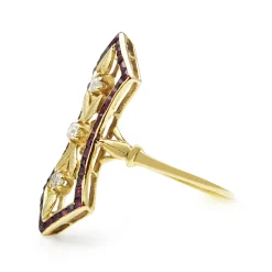 18ct Yellow Gold Art Nouveau Ruby and Diamond Ring