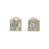 18ct Yellow Gold Baguette and Brilliant Cut Diamond Square Cluster Earrings