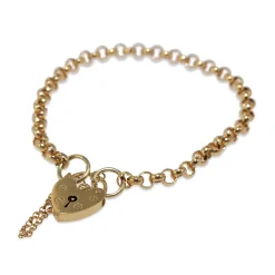 9ct Yellow Gold Belcher Link Bracelet with Padlock Clasp