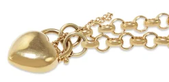 9ct Yellow Gold Belcher Link Bracelet with Puff Padlock Clasp
