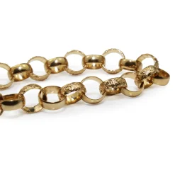 9ct Yellow Gold Belcher Link Etched Bracelet with Heart Padlock Clasp