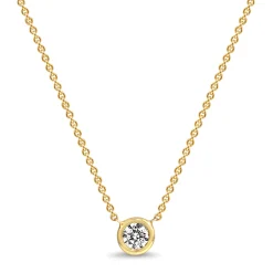 18ct Yellow Gold Bezel Diamond Solitaire Necklace