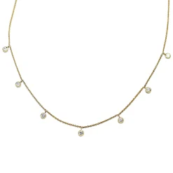 9ct Yellow Gold Bezel Diamond Necklace