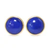14ct Yellow Gold Bezel Round Lapis Lazuli Stud Earrings