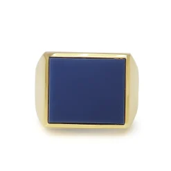 14ct Yellow Gold Big Square Agate Signet Ring