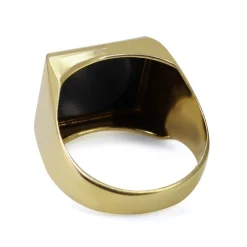 14ct Yellow Gold Big Square Agate Signet Ring