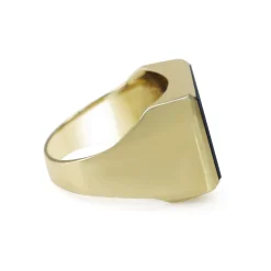 14ct Yellow Gold Big Square Agate Signet Ring