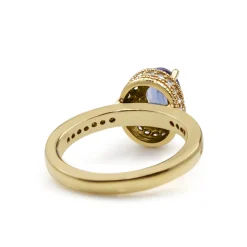 14ct Yellow Gold Blue and White Sapphire Halo Ring