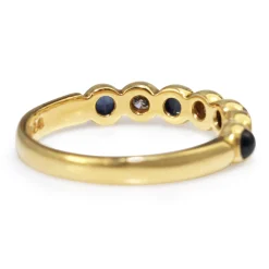 18ct Yellow Gold Cabochon Sapphire and Diamond Band