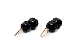 9ct Yellow Gold Carved Jet Earrings