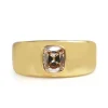 18ct Yellow Gold Champagne Old Mine Cut Diamond Wide Band Ring
