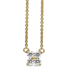 9ct Yellow Gold 'Clover' Style Diamond Necklace
