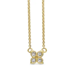 9ct Yellow Gold 'Clover' Style Diamond Necklace