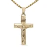 9ct Yellow Gold Crucifix Pendant on Flat Curb Link Chain Necklace