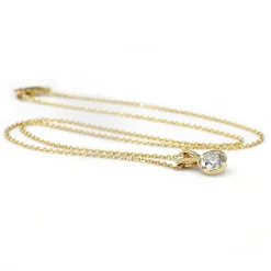 14ct Yellow Gold .85ct Bezel Diamond Solitaire Necklace