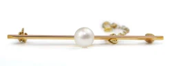 9ct Yellow Gold Cultured Pearl Bar Brooch