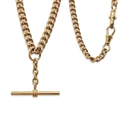 9ct Yellow Gold Curb Link Graduated Fob Chain Necklace