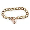 9ct Yellow Gold Curb Link Bracelet with Rose Gold Padlock