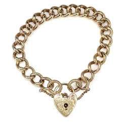 9ct Yellow Gold Curb Link Bracelet with Padlock Clasp