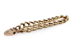 9ct Yellow Gold Curb Link Bracelet with Rose Gold Padlock