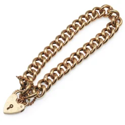 9ct Yellow Gold Curb Link Bracelet with Padlock Clasp