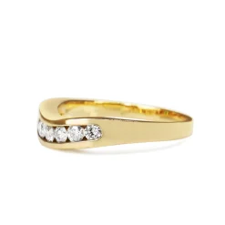 9ct Yellow Gold Curved Channel Set Diamond Band Ring