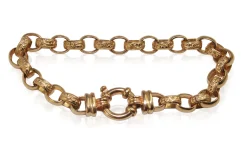 9ct Yellow Gold 'Day and Night' Etched Belcher Link Bracelet