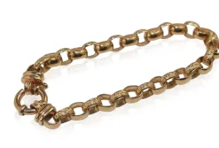9ct Yellow Gold 'Day and Night' Etched Belcher Link Bracelet