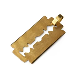 18ct Yellow Gold Decorative Razor Blade Pendant