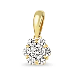 9ct Yellow Gold Diamond Cluster Daisy Pendant