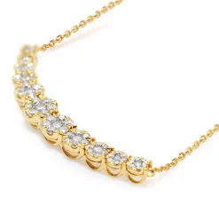 14ct Yellow Gold Diamond Clusters Necklace