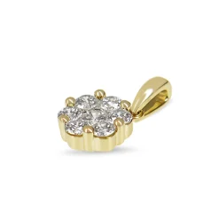 9ct Yellow Gold Diamond Cluster Pendant