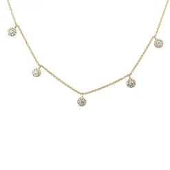 9ct Yellow Gold Diamond Clusters Necklace