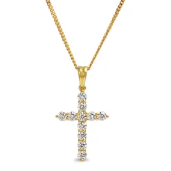 18ct Yellow Gold Diamond Cross Necklace