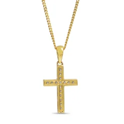 18ct Yellow Gold Diamond Cross Necklace