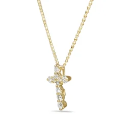 18ct Yellow Gold Diamond Cross Necklace