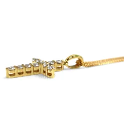 18ct Yellow Gold Diamond Cross Necklace