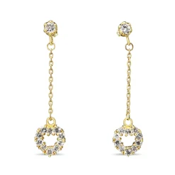 18ct Yellow Gold Diamond Drop Heart Earrings