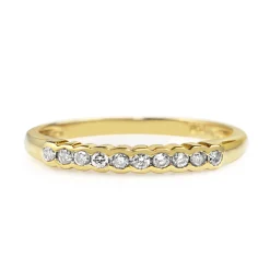18ct Yellow Gold Diamond Half Bezel Band Ring